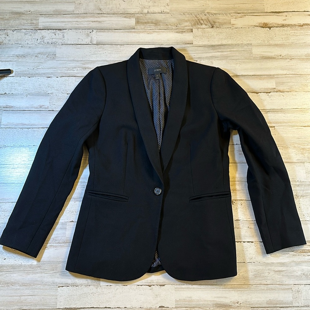 J Crew Black Blazer with Polka Dot Lining 4